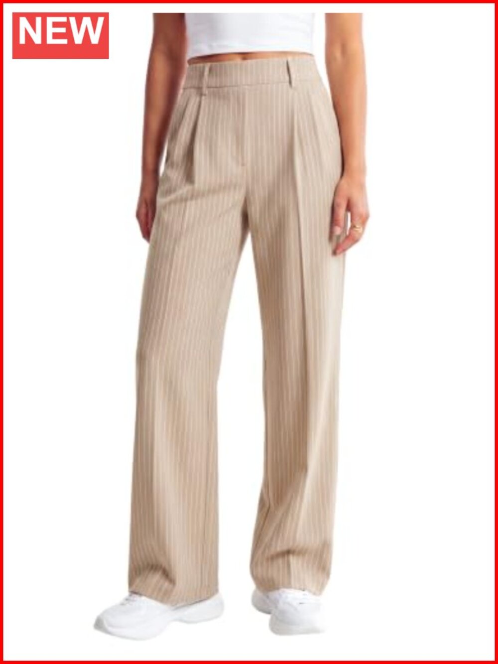 Wide Leg Stretchy High Waist Dressy Business Casual Striped Slacks